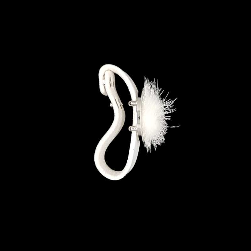 Leder Armband mit Puschel weiß